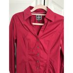 EXPRESS  The Essential Shirt Button Up Long Sleeve Burgundy Size XS Photo 2