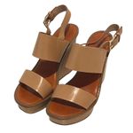 Tory Burch Lexington Leather Platform Wedge Sandals Strap Buckle Women US 6.5 Photo 2