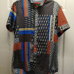 Bread & Buttons Women's Size Medium Multicolor Patchwork Button Up Shirt Photo 0