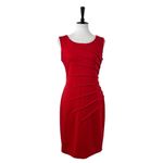 Calvin Klein  Sheath Dress Sunburst Ruched Sleeveless Red Crimson Women’s Size 8 Photo 1