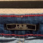 Lucky & Blessed Size 10 Boutique Jeans Blue Serape Fabric details, distressed Photo 10