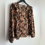 Nanette Lepore  long sleeve Blouse size xl gold brown tan Photo 3