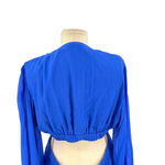 ALC Frank ALC A.L.C. Izzy ll Mini Dress Long Sleeve‎ Cut-Out Silk Georgette Blue Size 12 Photo 10