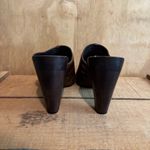 Biviel Brown Leather Western Mule Clog Peep Toe Wooden Heels Sz Size 9 Photo 2