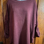 Max Studio Burgundy Oversized Sweater with Rouched Sleeves Photo 0