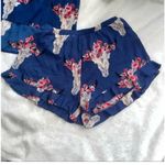 Peach Love California Desert Skull Ruffle top short Set size small flowy blue Photo 12