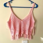 Crave fame  Pink Crochet Crop Top Size Medium NWT Photo 2