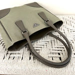 Prada Olive Logo Canvas and Leather Tote Bag Photo 4