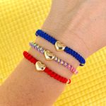 Stainless Steel Heart Adjustable Bracelet Blue Photo 3