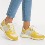 Salvatore Ferragamo Vintage Womenโs Yellow & White Mesh Leather Sneakers Size 6.5 Photo 0