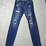 Judy Blue Women's 3/26 High Rise Skinny Fit Distressed Plaid Tummy Control Jeans Photo 0