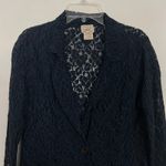 Eyelash Couture Lace Button Front Long Sleeve Blue Blazer Size XS/S Photo 2