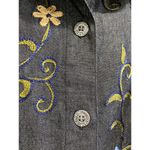 Liz & Me Womens Size 3X Dark Denim Embroidered Cotton Button Up Shirt Bohemian Blue Photo 3