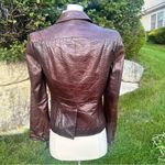Calvin Klein Brown Leather Button Front Jacket Blazer Photo 9