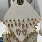 Free People 16 pairs of gold tone earrings - one pair missing Photo 0