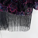 Free People Boho Velvet Burnout hippie Y2K Kimono Fringe Cardigan Festival Paisley One Size Photo 3
