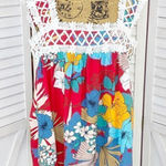 See and Be Seen Floral Crochet Neck Sleeveless Tank Top Red Multi Medium Photo 0