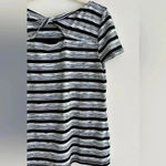 Talbots T by  Black & White Striped Heathered Short Sleeve Tee Twist Keyhole Back Photo 12