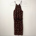 Madewell 100% Silk Mini Dress Size 0 Palm Tree Chocolate Brown Photo 6
