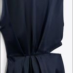 ZARA  Cut Out Waist Satin Effect MIDI Dress W/ Slits Navy Blue Size XS NEW Photo 4