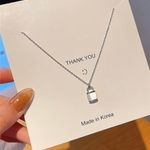 925 silver Plated Lock Chain Necklace Photo 1