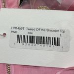 Endless Rose  Off The Shoulder Tweed Pink Long Sleeve Cropped Shirt Button Large Photo 6