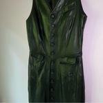 Ralph Lauren  Size 8 Genuine Leather Dress Black Midi Sheath Button Pockets Photo 2