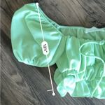 American Threads  green puff sleeve crop top Photo 3