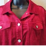 Chico's Chico’s Snow White Crushed Velvet Jacket Women’s size 2 Dark Red Button Photo 1