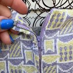 Vintage 70s Double Knit Poly Abstract Geometric Babydoll Mini Dress Purple Green Size M Photo 8