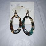 Established 1946‎ Tortoise Shell Plastic Oval Dangle Earrings Blue Photo 1