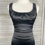 B Darlin B. DARLIN Black Satin Sleeveless Bodycon Dress w Pleating-1/2 Photo 1