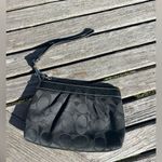 Coach y2k Jacquard Signature Black Leather Trim Pleated Wristlet Wallet Photo 1