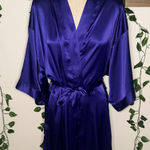 Victoria's Secret Victoria’s Secret Deep Purple Blue Silky Style Lingerie Robe Photo 0