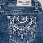 GRACE IN LA  jeans size 32 Women's Feather Embroidery Mid Rise Bootcut Jeans Photo 11