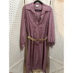 Altogether Fashions Purple Pleated Button Up Midi Dress with Belt Size M Photo 1