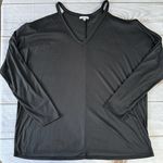 White Birch NEW  Black Ribbed Cold Shoulder 3/4 Sleeve Loose Fit Top Size 2X Photo 0