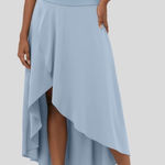 Halara  High Waisted High Low Ruffle 2-in-1 Flare Mesh Maxi Skirt Blue M Photo 0