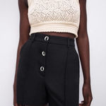 ZARA  High Rise Shorts Flowy With Button Black Size M Photo 0