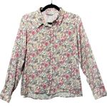 Big Dart Y2K Floral Button Up Blouse Women's US 6–8 Long Sleeve Viscose‎ Shirt Pink Photo 0