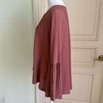 Free People  Parisian Nights Pink Eyelet Bell Sleeve Waffle Knit Top size S Photo 10