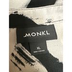 MONKL Black White Short Sleeve Abstract Button Front Maxi Shirt Dress Size XL Photo 4