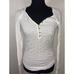 We The Free  Ivory White long sleeve Wild Hearts Henley ribbed knit shirt S Photo 1