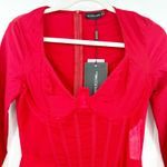 Pretty Little Thing NWT  Womens Bodycon‎ Corset Detail Ruched Midi Dress Size 4 Red Photo 3