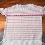 Delia's Delia’s Striped Sweater Lace Hem detail white pink XS Photo 4
