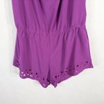 Fabletics  XS Romper Perforated Legs‎ Purple Off Shoulder Short Sleeve 1304 Photo 7