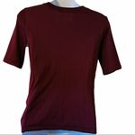 Athleta  burgundy ribbed short sleeve fitted top Photo 2
