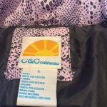 C&C California  Puffer Zip Jacket Shell Lilac & Black Snake Print Sz LARGE Photo 5