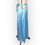 We Wore What Midi Skirt Women's Medium Light Blue Satin Tie Back A-Line NWOT Photo 5