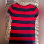 Tommy Hilfiger Shirt Womens M Red Blue Striped Short Sleeve V Neck Knit Tee Photo 4
